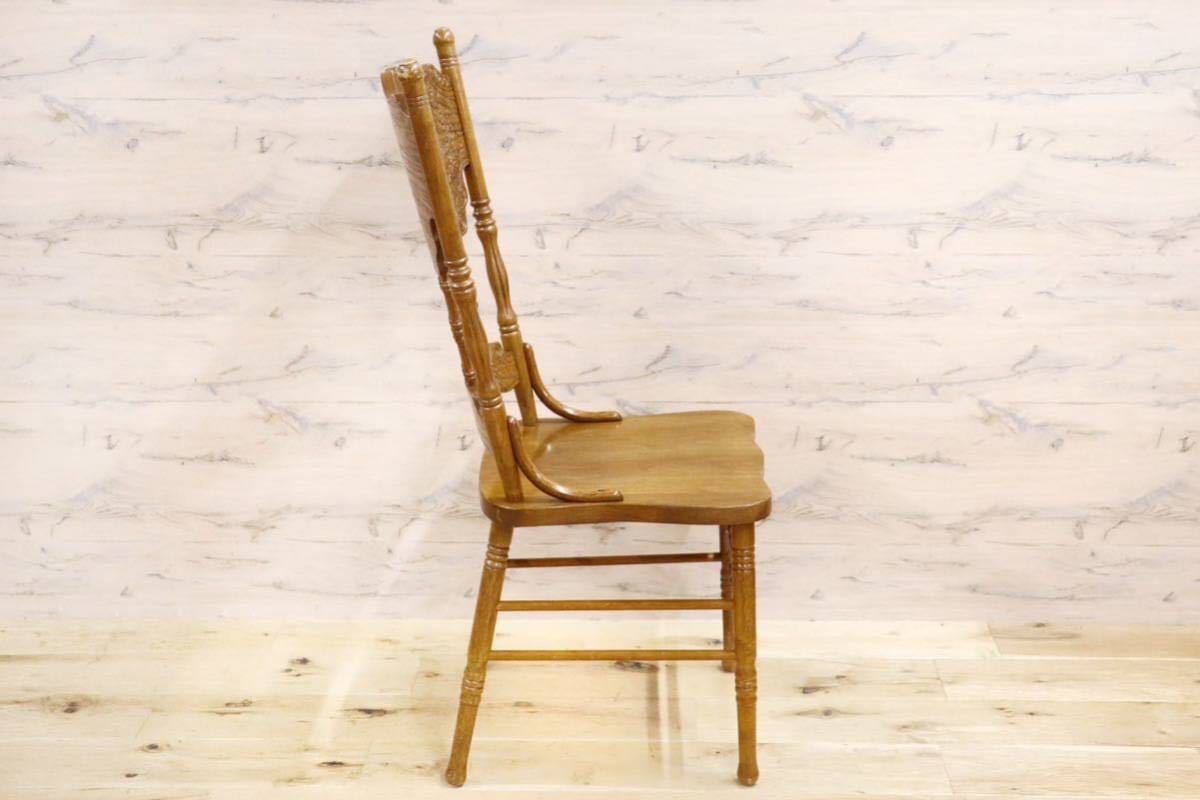 GMGK285○アンティーク 木製 ダイニングチェア 椅子 ガーデンチェア 彫刻 レトロ ヴィンテージ 定価約10万