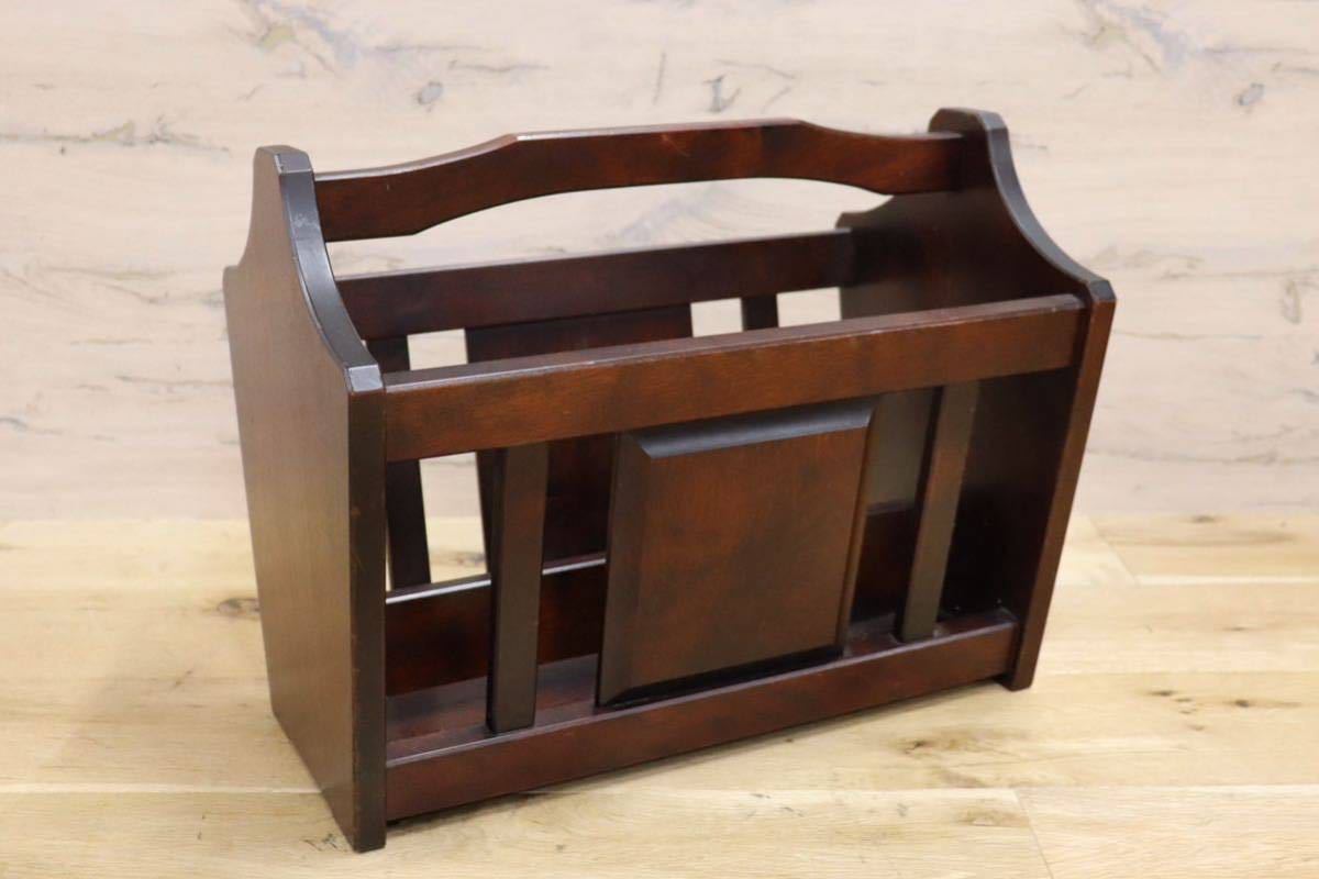 GMGT53○北海道民芸 マガジンラック 本立て 樺材 雑誌入れ ラック オールド モダン 和室 座敷 民芸家具