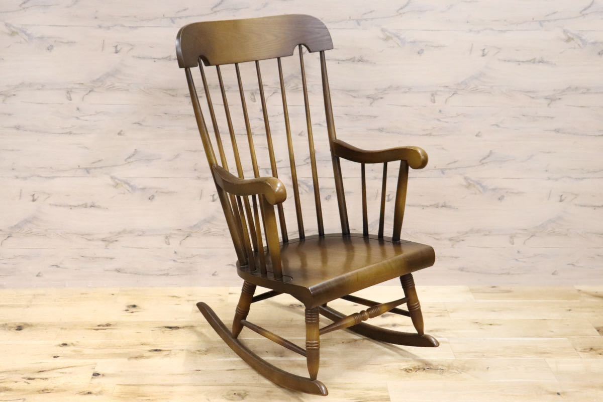 GMGH92○HIDA / 飛騨産業 キツツキ ロッキングチェア 揺り椅子 オーク 無垢材 レトロ カントリー ヴィンテージ 飛騨家具 穂高