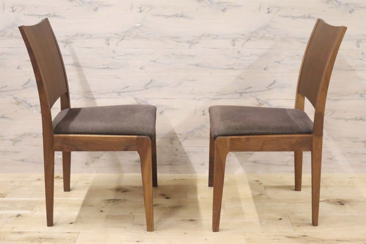 GMGN394A○国産家具 ダイニングチェア アームレスチェア 椅子 2脚セット ウォールナット 天然木 ファブリック モダン