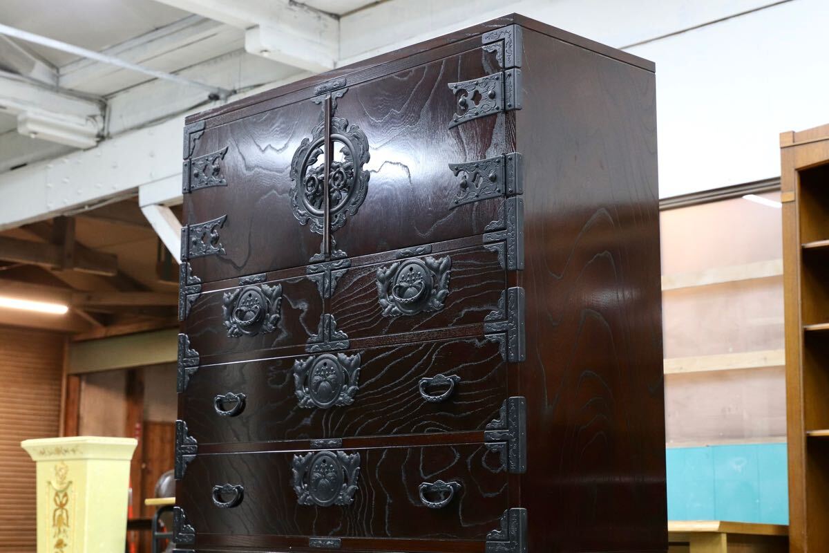 GMHS424○南部鉄器 最高級 整理箪笥 チェスト 欅材 和家具 レトロ 和モダン 和室 座敷 アンティーク調 検)時代箪笥 岩谷堂箪笥