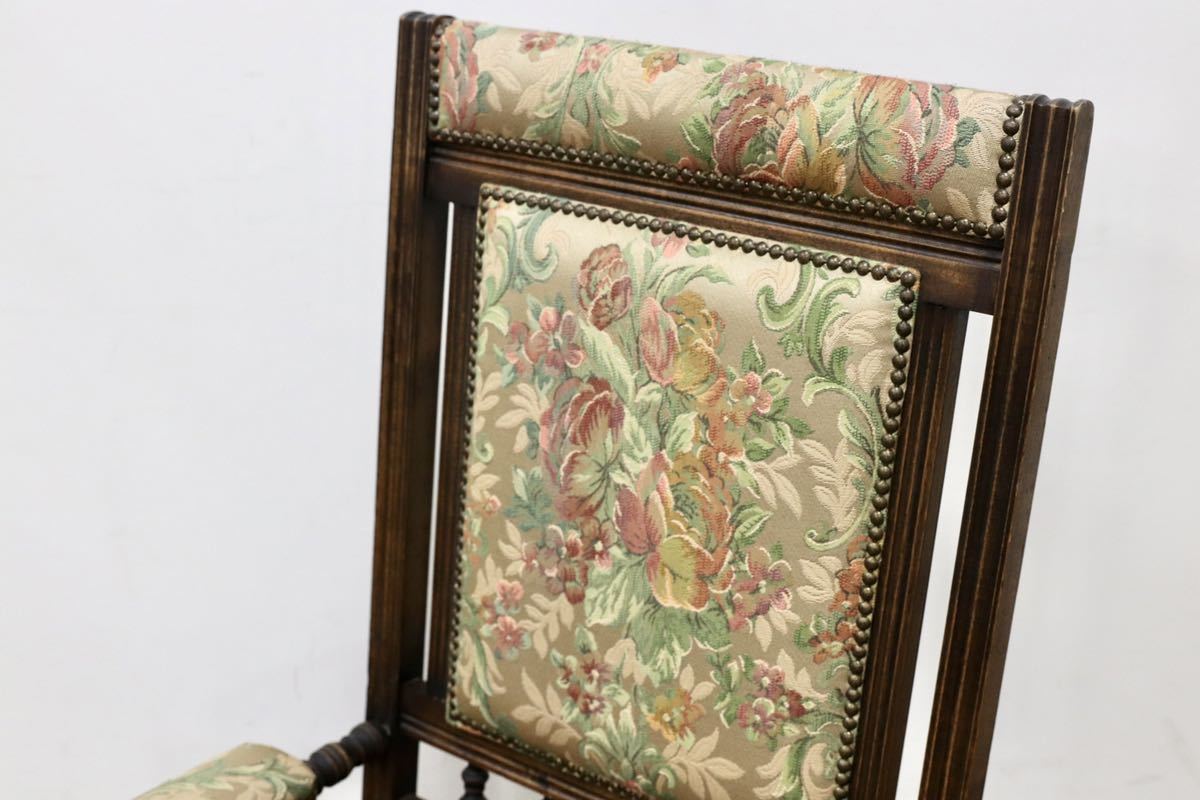 GMGN471○英国 イギリス アンティーク ロッキングチェア 揺り椅子 ラウンジチェア ボタニカル カントリー コロニアル レア