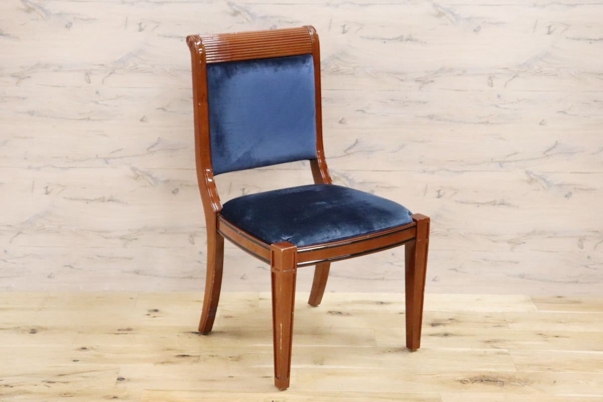 GMGN162○イタリア製 クラシック モダン ダイニングチェア 椅子 アームレスチェ ベロア 西洋 アール・ヌーヴォー