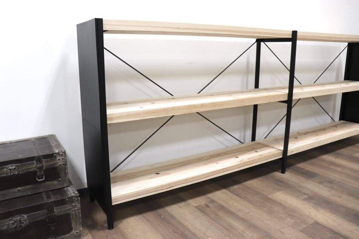 GMGK61D○MUJI / 無印良品 日本の木でできたユニットシェルフ 飾り棚 店舗什器 オフィス 無垢材 杉材 スチールフレーム 定価約14万 展示品