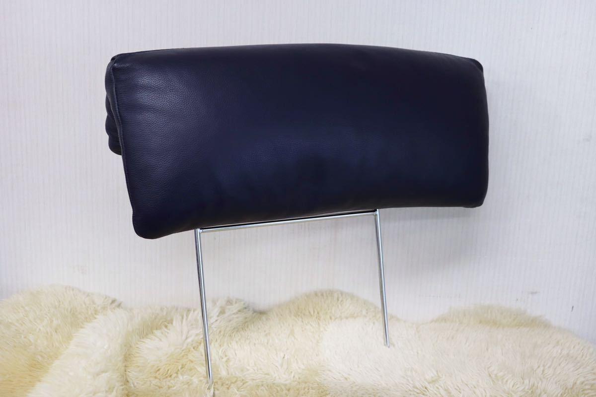 GMFN227BOLeatherworld / レザーワールド ヘッドレスト 青色 本革 高級 モダン IDC大塚家具 美品