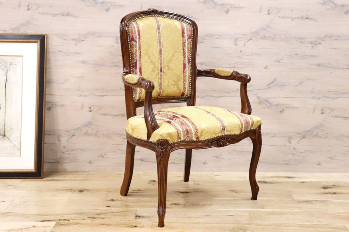 GMGS128A○イタリア モダン ダイニングチェア 椅子 猫脚 鋲打 ロココ調 金華山 クラシック エレガント アンティーク風 約5.2万