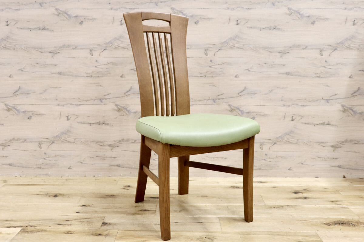 GMHS223B○karimoku / カリモク ダイニングチェア アームレスチェア 椅子 カントリー モダン レトロ オーク 合皮 グリーン 国産家具