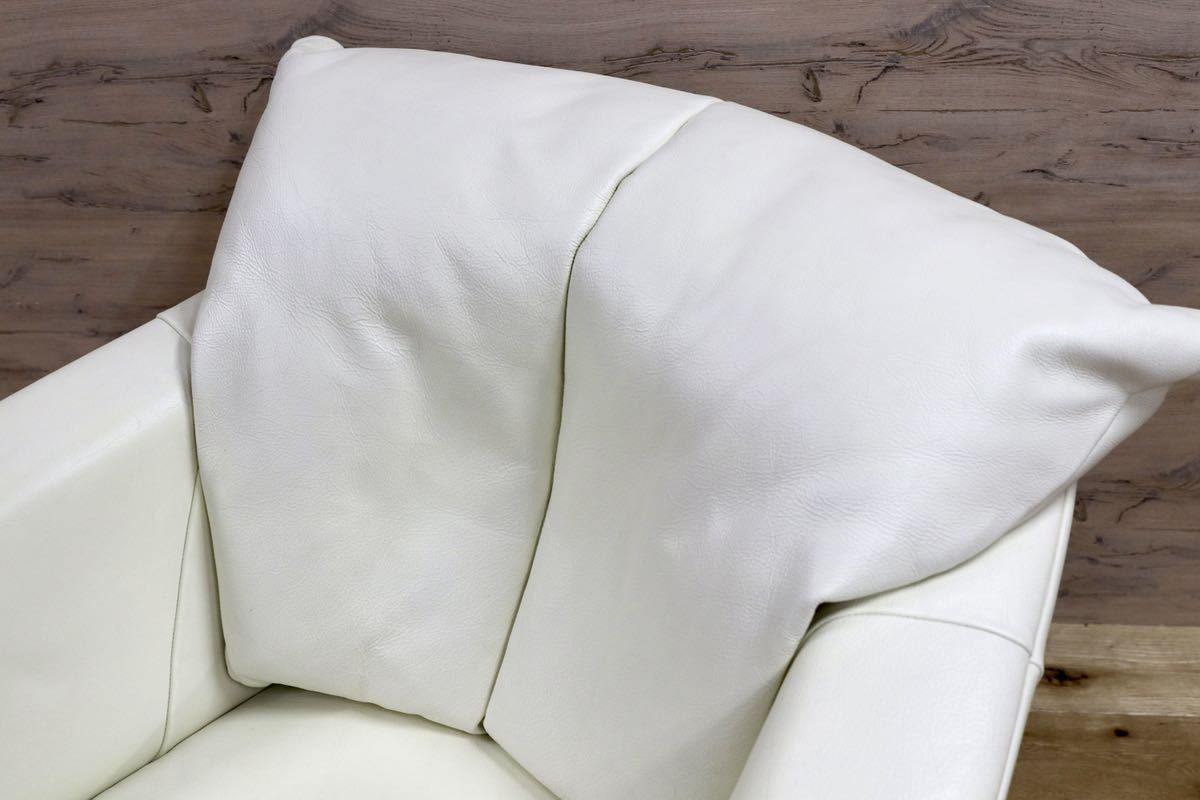 GMGO10○Gallery-M / ギャラリーエム ACTUS アクタス ドイツ 総本革 1人掛けソファ シングルソファ ラウンジチェア 白 高級 モダン