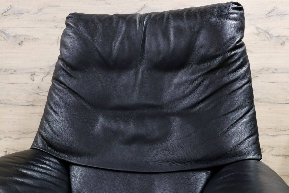 GMHH45○ROLF BENZ / ロルフベンツ Forum フォーラム ラウンジチェア 黒 本革 ヴィンテージ ドイツ IDC大塚家具 回転チェア 約70万 稀少