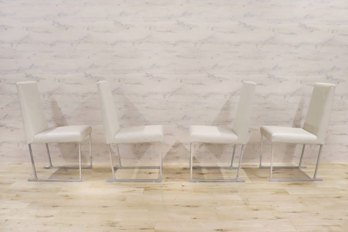 GMGH136○B&B ITALIA / ビーアンドビー Antonio Citterioアントニオ・チッテリオ ダイニングチェア 椅子4脚セット 本革 モダン 定価80万