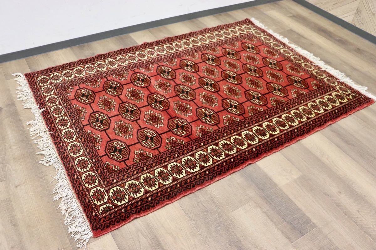 GMGO32○PELSIAN CARPETペルシャ絨毯 バルーチ地方 手織り カーペット ラグ トルクメン絨毯 トライバルラグ 未使用 デッドストック 一点物