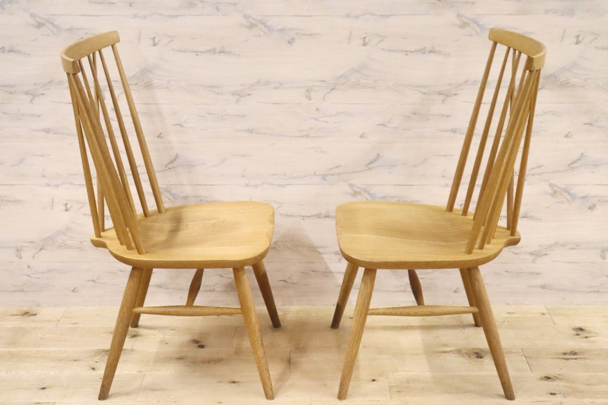 GMGH235○飛騨産業 / HIDA キツツキ ダイニングチェア ウィンザーチェア マッキンレイチェア 椅子 2脚セット オーク材 定価約14.5万