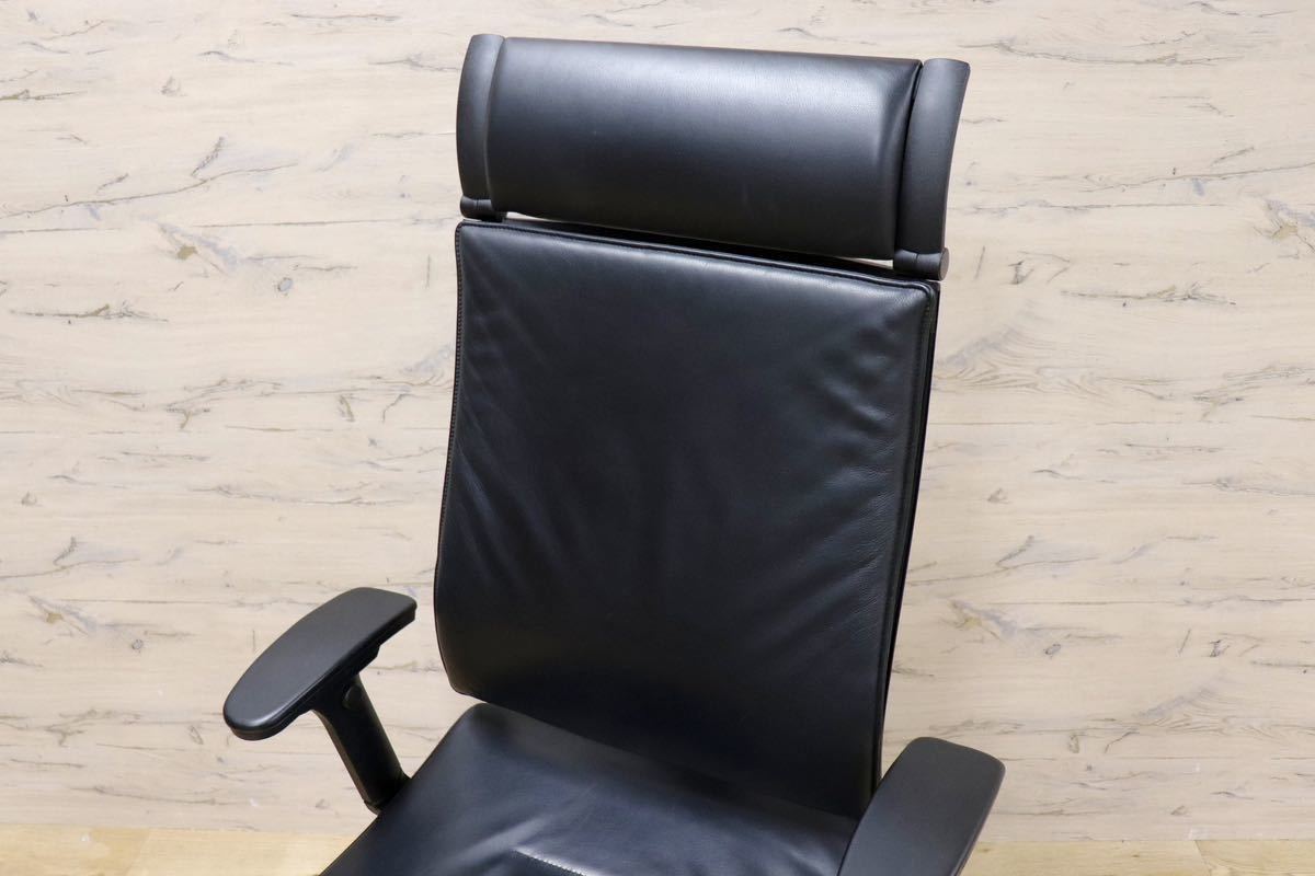 GMGF32○sedus / セダス OPEN UP オープンアップ デスクチェア ハイバックチェア 本革 黒 書斎椅子 オフィスチェア ドイツ 定価約43万