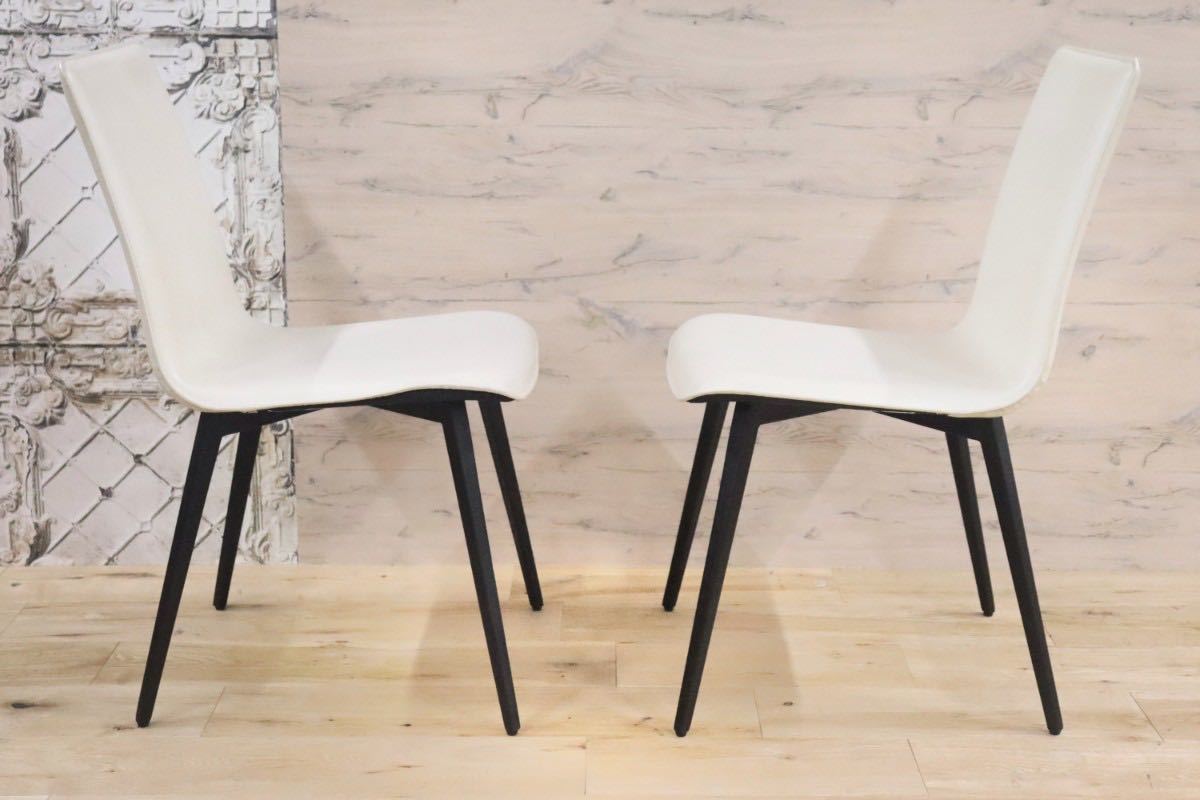 GMGS108A○MARIA YEE ダイニングチェア 椅子 2脚セット レザー 本革 スチール モダン カルフォルニア スタイリッシュ モダン 高級