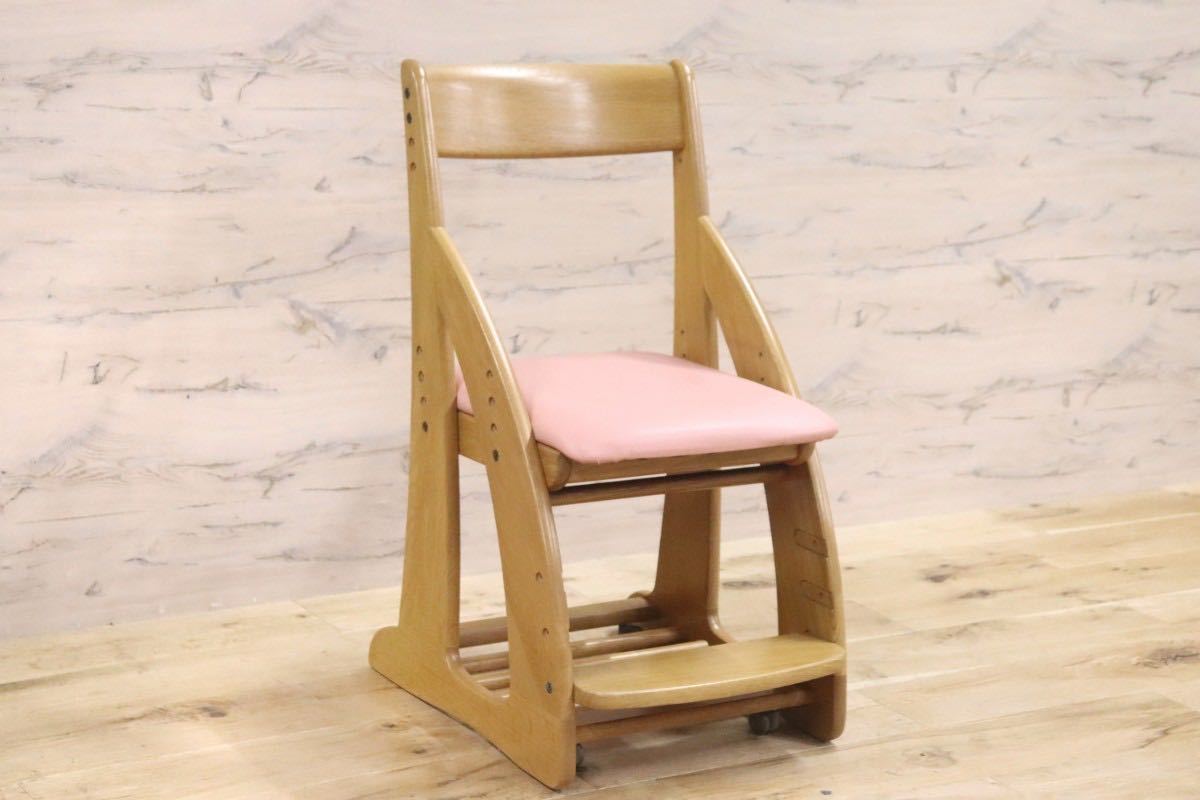 GMFN264A○浜本工芸 / HAMAMOTO キッズチェア デスクチェア 椅子 高さ調節機能 キャスター付 ピンク