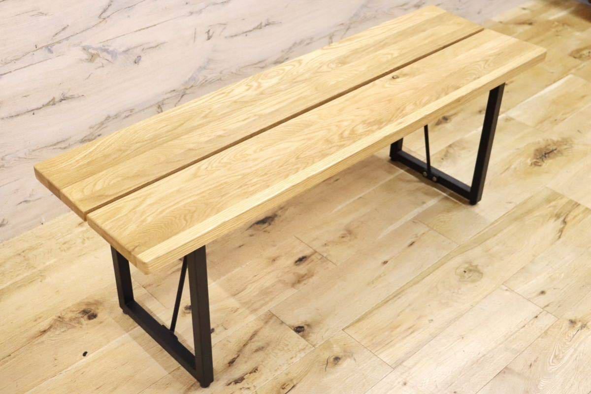 GMGH252○BAKE Ⅱ ベイク オーク材 ベンチ 長椅子 食卓椅子 無垢材 アイアン ナチュラル 北欧スタイル 展示品