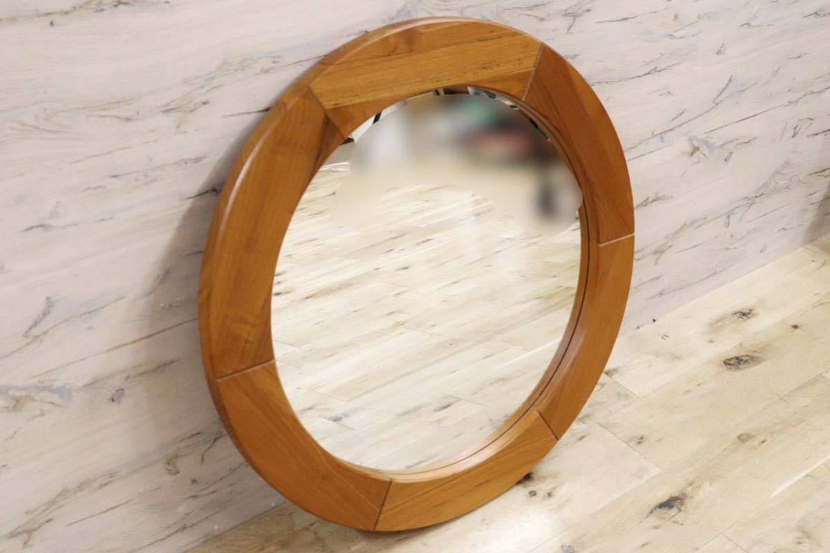 GMFK765○北欧スタイル チーク材 ヴィンテージ ウォールミラー 壁掛け鏡 ミラー 姿見 ナチュラル デンマーク