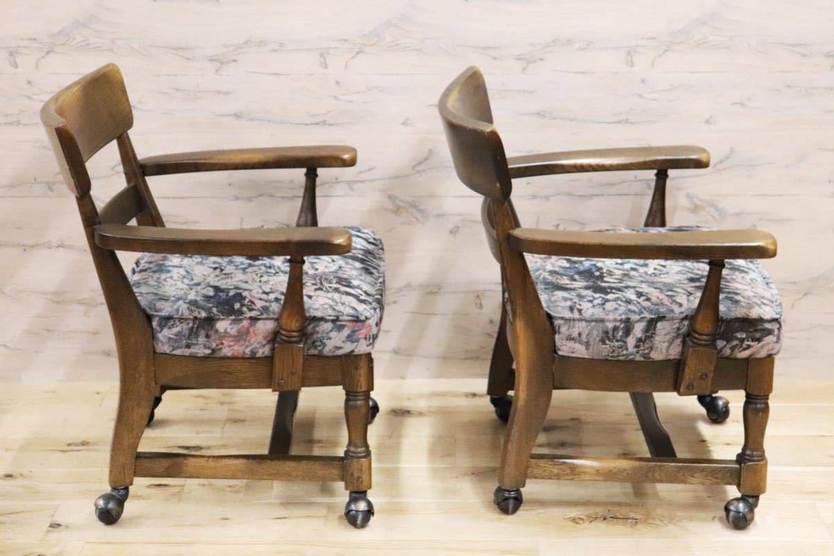 GMGS61A○柏木工 / KASHIWA ウィルダネス ダイニングチェア 椅子 飛騨家具 オーク材 無垢材 レトロカントリー 2脚セット キャスター付き
