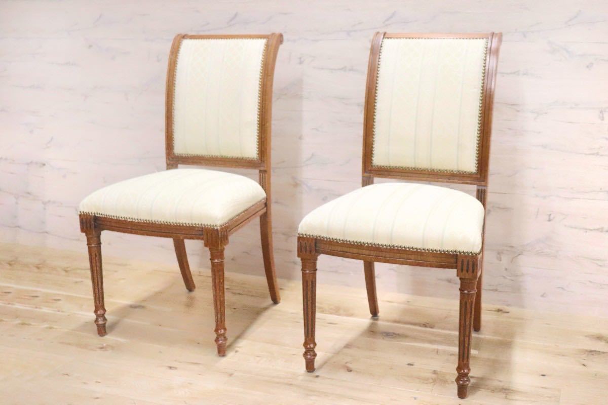 GMGN93A○西洋 アンティーク調 ダイニングチェア 椅子 2脚セット 木製フレーム ファブリック クラシック エレガント