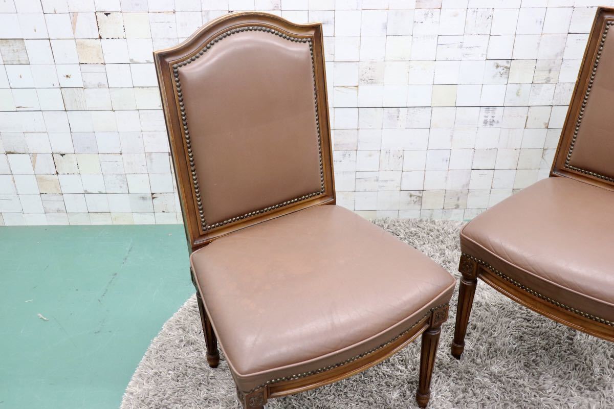 GMGS16B○karimoku / カリモク ダイニングチェア アームレスチェア 椅子 2脚セット 鋲打ち 合皮 ブラウン クラシック モダン 国産家具