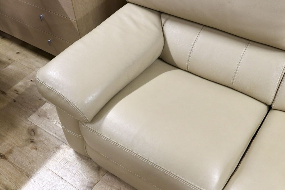 GMIH99○GAMMA ARREDAMENT / ガンマアレダメンティ 2人掛けソファ ラブソファ 本革 ベージュ ユーロカーサ取扱い イタリア 定価約70万