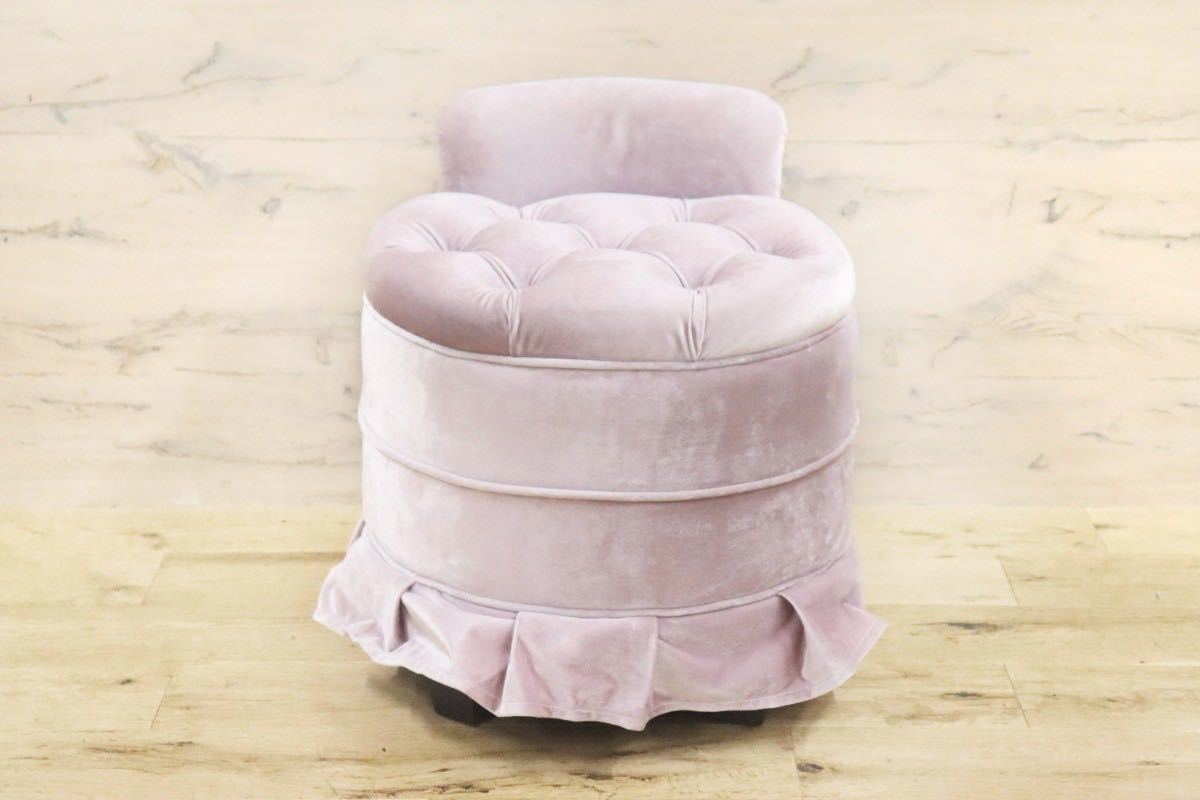 GMGT95C○kino スツール ドレッサーチェア ラウンジチェア 椅子 ファブリック ベロア クラシカル 定価約5万