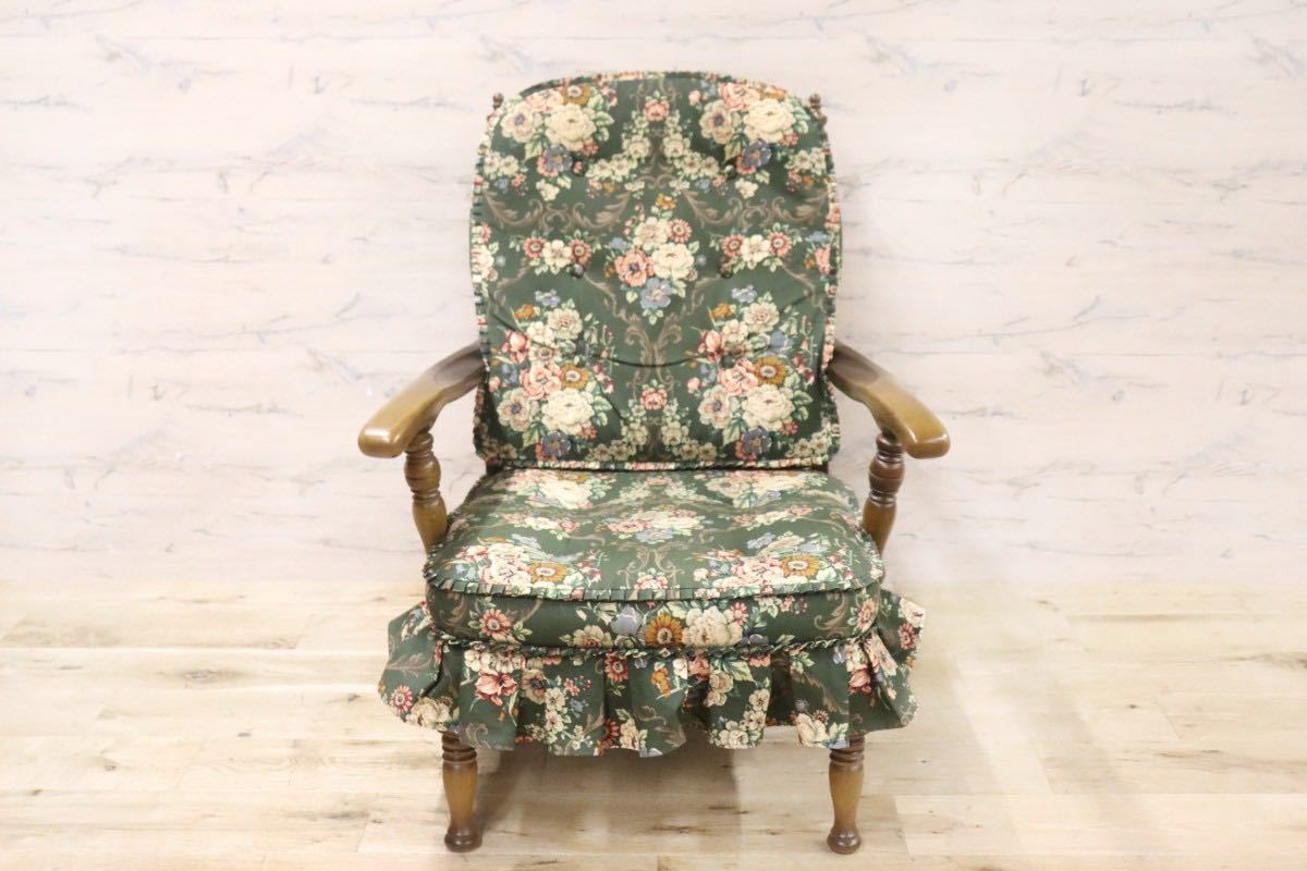 GMGN214A○飛騨産業 / HIDA キツツキ シングルソファ 1人掛けソファ オーク材 ファブリック カントリー 定価14万
