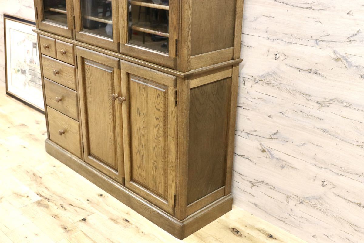 GMFK449○旭川家具 山室家具製作所 ESPOIR エスポアール 食器棚 飾り棚 リビングボード オーク無垢材 レトロ カントリー 約33万