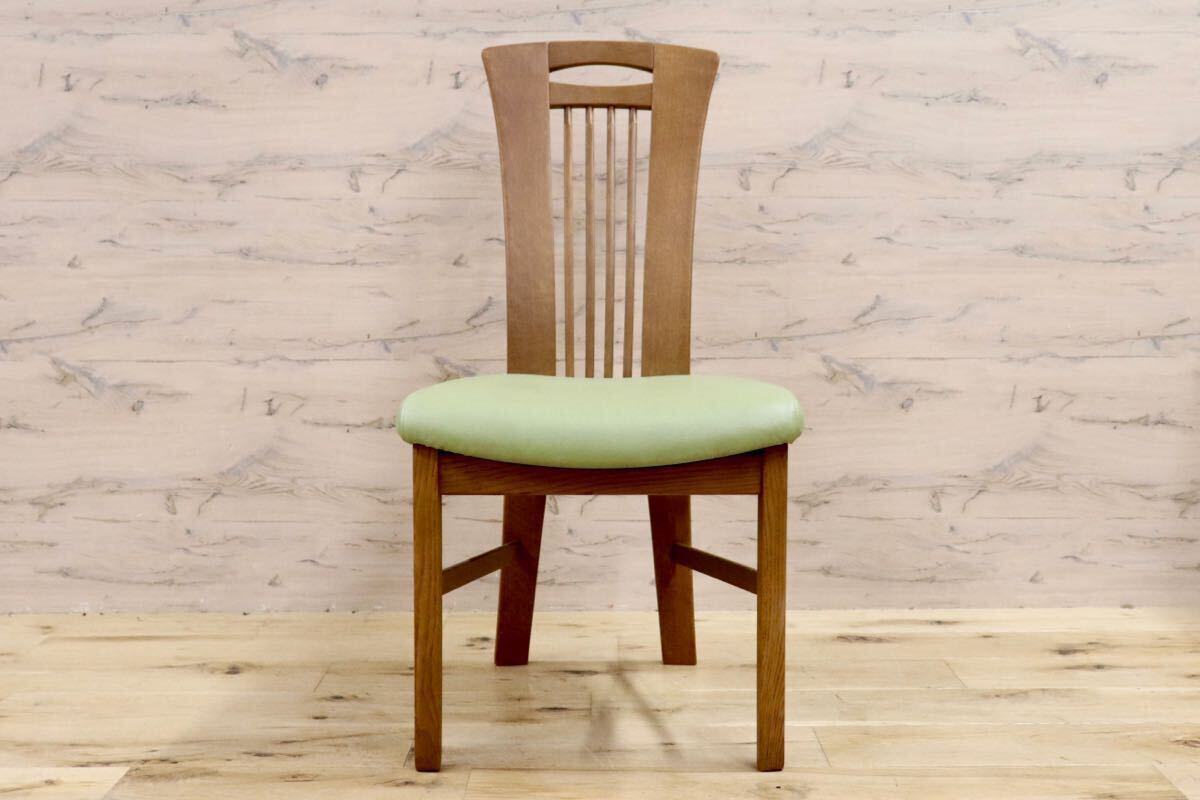 GMHS223B○karimoku / カリモク ダイニングチェア アームレスチェア 椅子 カントリー モダン レトロ オーク 合皮 グリーン 国産家具