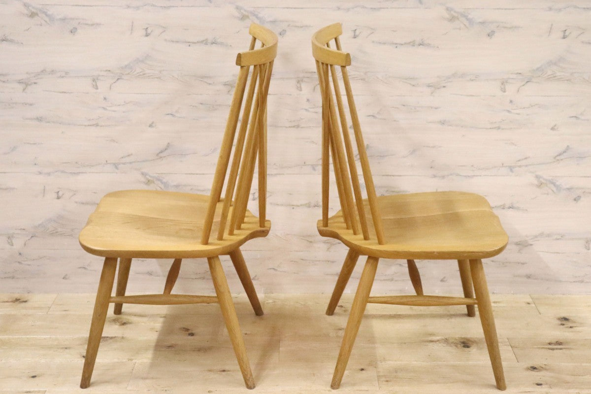 GMGH235○飛騨産業 / HIDA キツツキ ダイニングチェア ウィンザーチェア マッキンレイチェア 椅子 2脚セット オーク材 定価約14.5万