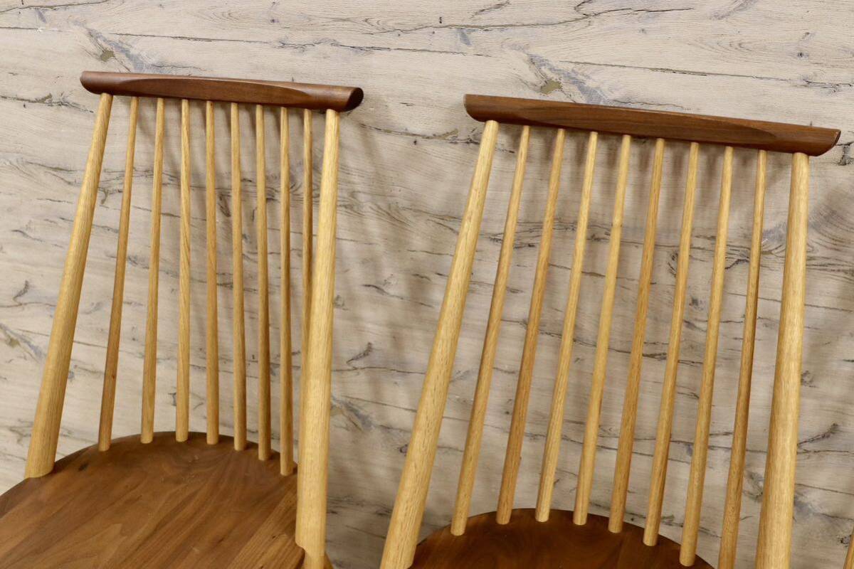 GMHH244○柏木工 / KASHIWA シビル CIVIL ダイニングチェア 椅子 4脚セット オーク×ウォールナット無垢材 定価27.7万 展示品