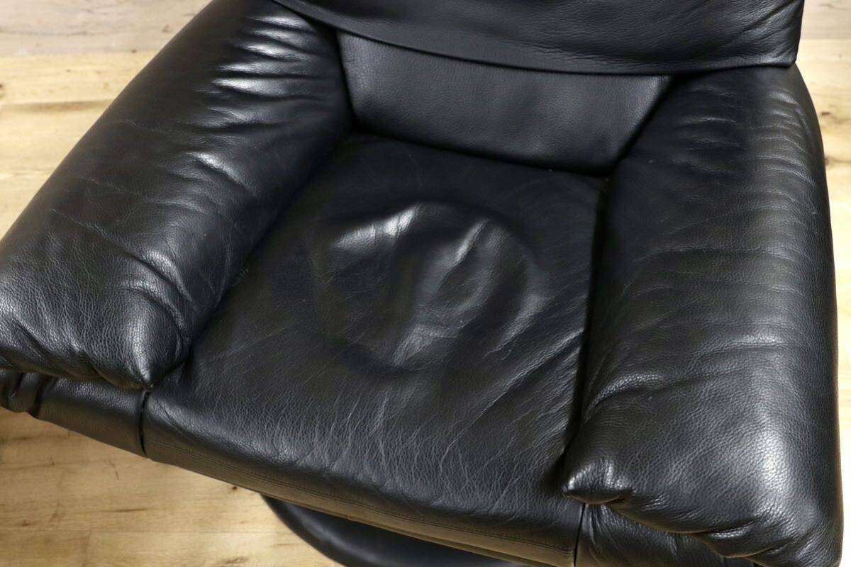 GMHH45○ROLF BENZ / ロルフベンツ Forum フォーラム ラウンジチェア 黒 本革 ヴィンテージ ドイツ IDC大塚家具 回転チェア 約70万 稀少