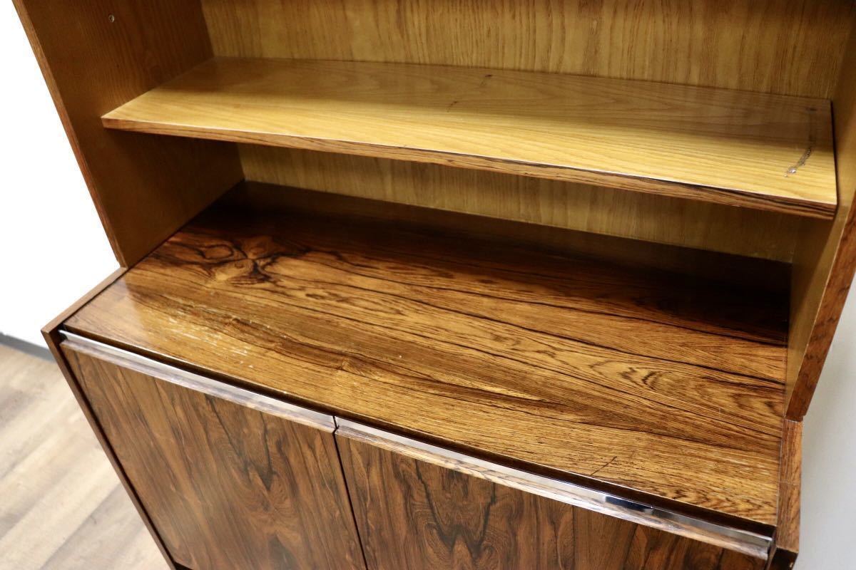 GMGK174○北欧 ヴィンテージ キャビネット 飾り棚 書棚 本棚 ブックシェルフ 収納家具 店舗什器 ディスプレイラック ローズウッド 希少