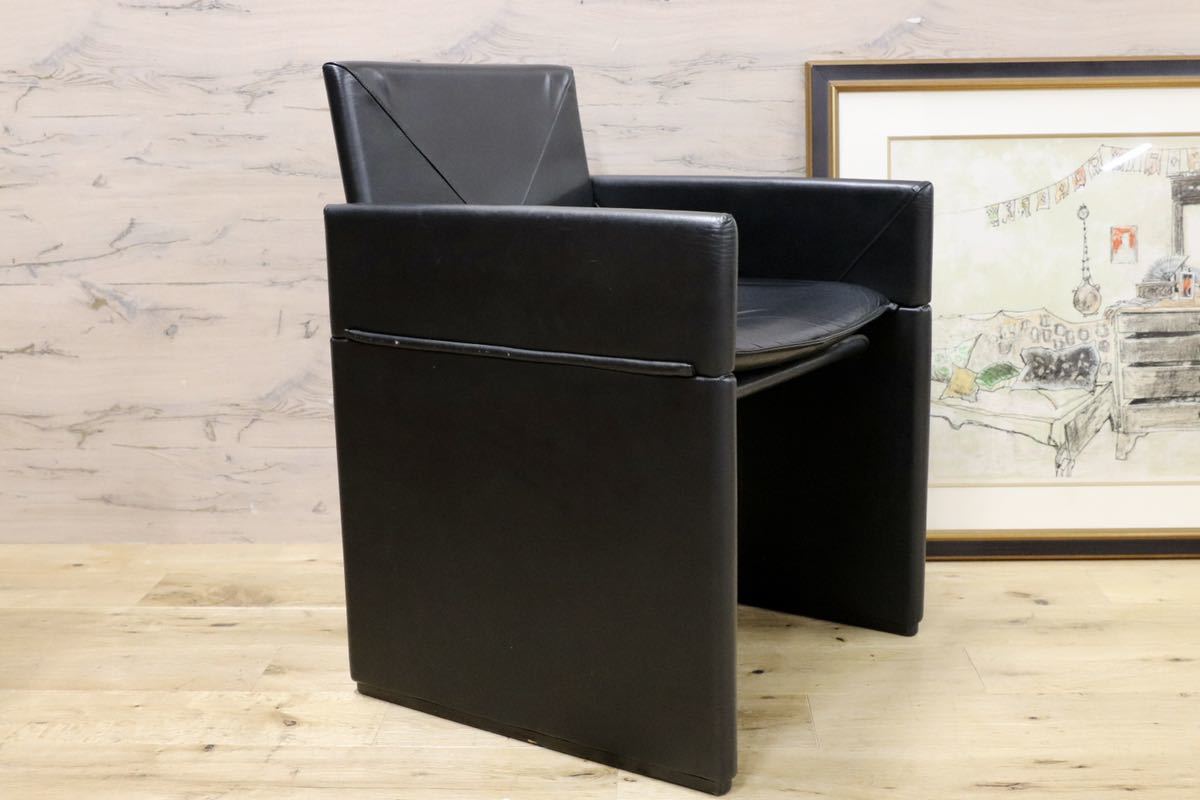 GMGK341A○Artfort / アーティフォート イージーチェア 黒 本革 イタリアモダン ヴィンテージ 稀少 検)cassina マリオベリーニ ブレイク