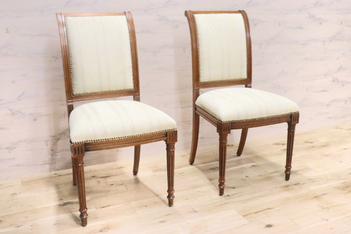 GMGN93A○西洋 アンティーク調 ダイニングチェア 椅子 2脚セット 木製フレーム ファブリック クラシック エレガント