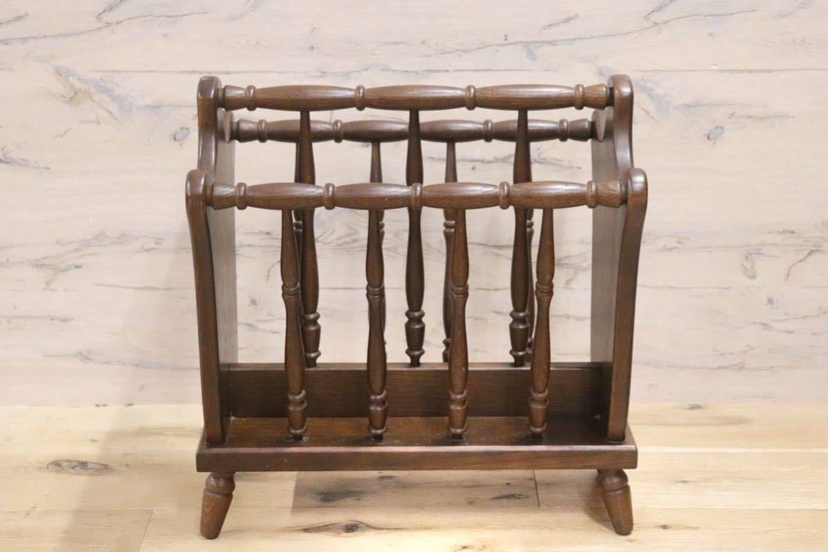 GMGS44○飛騨産業 / HIDA キツツキ マガジンラック ブックスタンド 雑誌収納 新聞立て 昭和 レトロ 木製 カントリー アンティーク