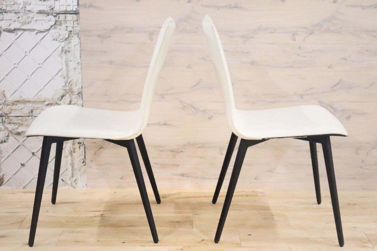 GMGS108A○MARIA YEE ダイニングチェア 椅子 2脚セット レザー 本革 スチール モダン カルフォルニア スタイリッシュ モダン 高級