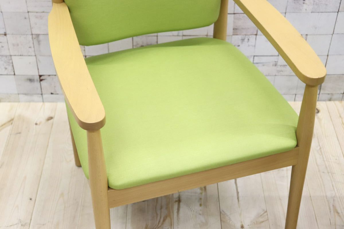 GMFT413F○LION / ライオン事務器 アームチェア オフィスチェア 椅子 2脚セット 合皮 イエローグリーン ナチュラル