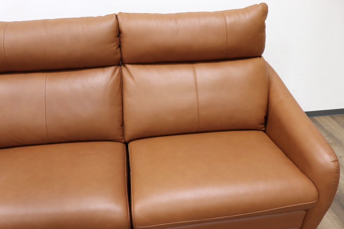 GMGH62○ヤマダオリジナル 両側電動リクライニングソファ 2人掛けソファ ラブソファ 本革 ライトブラウン フットレスト 定価18.4万