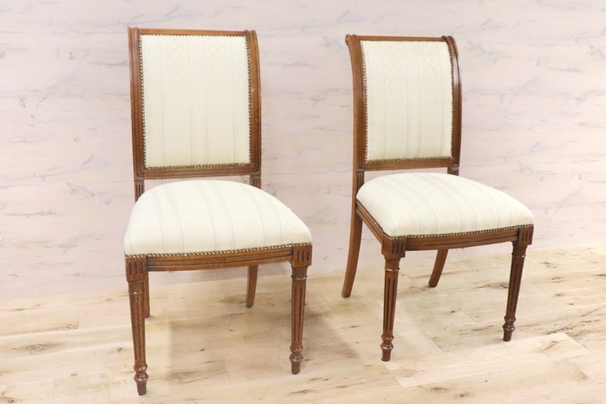 GMGN93B○西洋 アンティーク調 ダイニングチェア 椅子 2脚セット 木製フレーム ファブリック クラシック エレガント