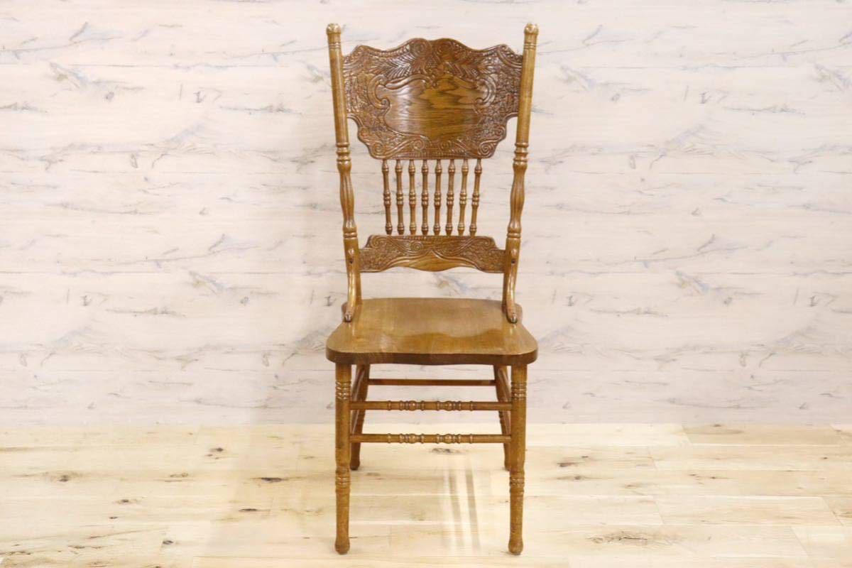 GMGK285○アンティーク 木製 ダイニングチェア 椅子 ガーデンチェア 彫刻 レトロ ヴィンテージ 定価約10万