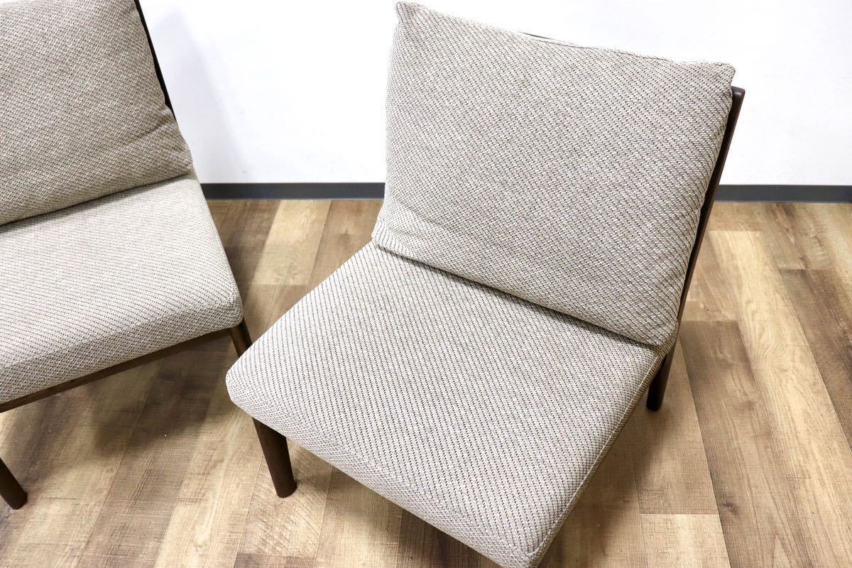 GMGN171A○浜本工芸 / HAMAMOTO ダイニンチェア アームレスチェア 椅子 2脚セット 無垢 楢材 ファブリック 国産家具 定価約17万 展示品