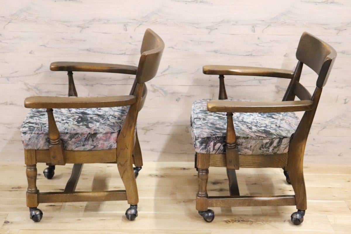 GMGS61A○柏木工 / KASHIWA ウィルダネス ダイニングチェア 椅子 飛騨家具 オーク材 無垢材 レトロカントリー 2脚セット キャスター付き