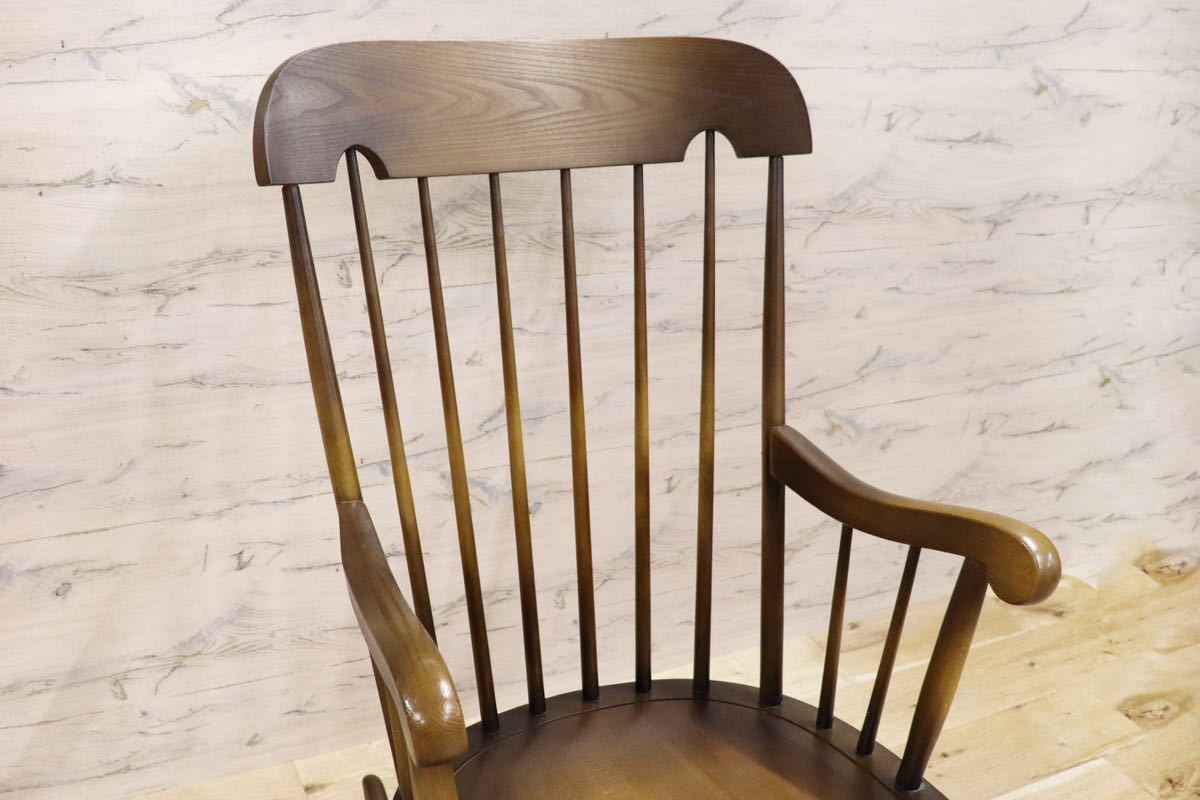 GMGH92○HIDA / 飛騨産業 キツツキ ロッキングチェア 揺り椅子 オーク 無垢材 レトロ カントリー ヴィンテージ 飛騨家具 穂高