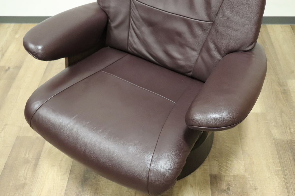 GMGK196○Chitano / チターノ THE FIRST ザファースト karimoku カリモク パーソナルチェア リクライニングチェア 本革 ブラウン 定価26万