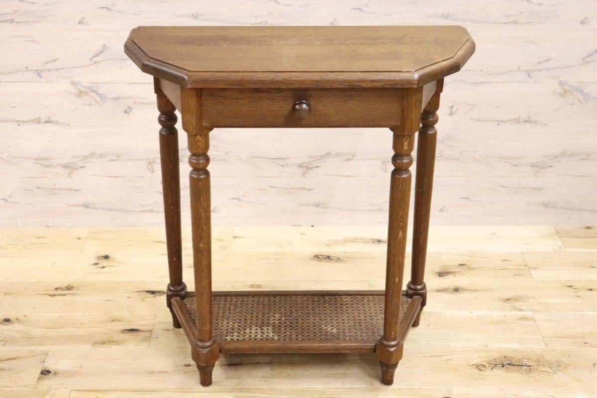 GMGH239○オランダ製 ダッチカントリースタイル 花台 飾り台 電話台 オーク無垢材 レトロ カントリー 民藝 ノスタルジック