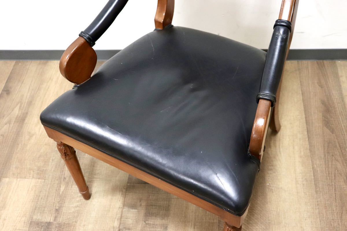 GMGN162G○イタリア製 クラシック モダン ダイニングチェア 椅子 セミアームチェア サロン チェア 本革 モダン 西洋 アール・ヌーヴォー