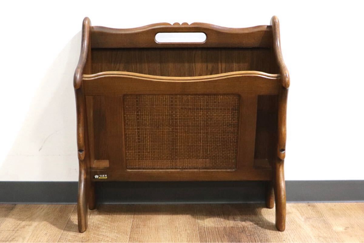 GMHN160○karimoku / カリモク コロニアル マガジンラック スリッパラック 雑誌入れ 収納 木製 ラタン