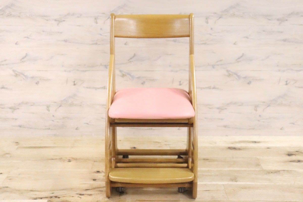 GMFN264A○浜本工芸 / HAMAMOTO キッズチェア デスクチェア 椅子 高さ調節機能 キャスター付 ピンク