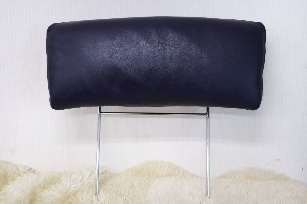 GMFN227BOLeatherworld / レザーワールド ヘッドレスト 青色 本革 高級 モダン IDC大塚家具 美品
